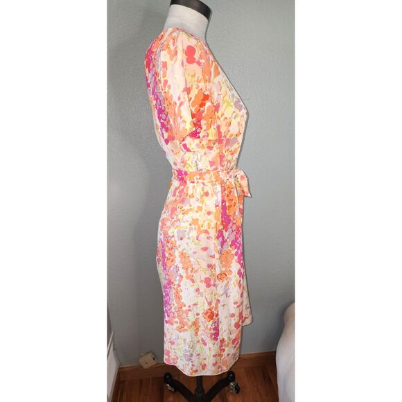 Hobbs London Floral Watercolor Sheer Silk Dress Sz 6 - Picture 3 of 8